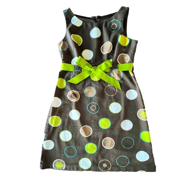 Jessica Howard ladies brown lime polka dot sleeveless dress - Picture 1 of 8